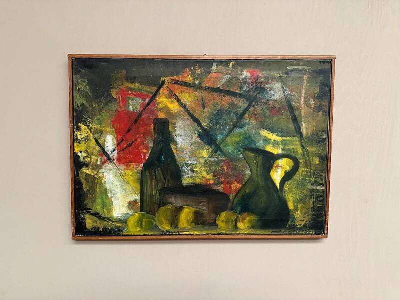 Original Swedish oil on canvas “Still Life” by Pierre Mas, vintage & framed 67x47cm