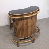 Bar et tabourets Tiki vintage en bambou