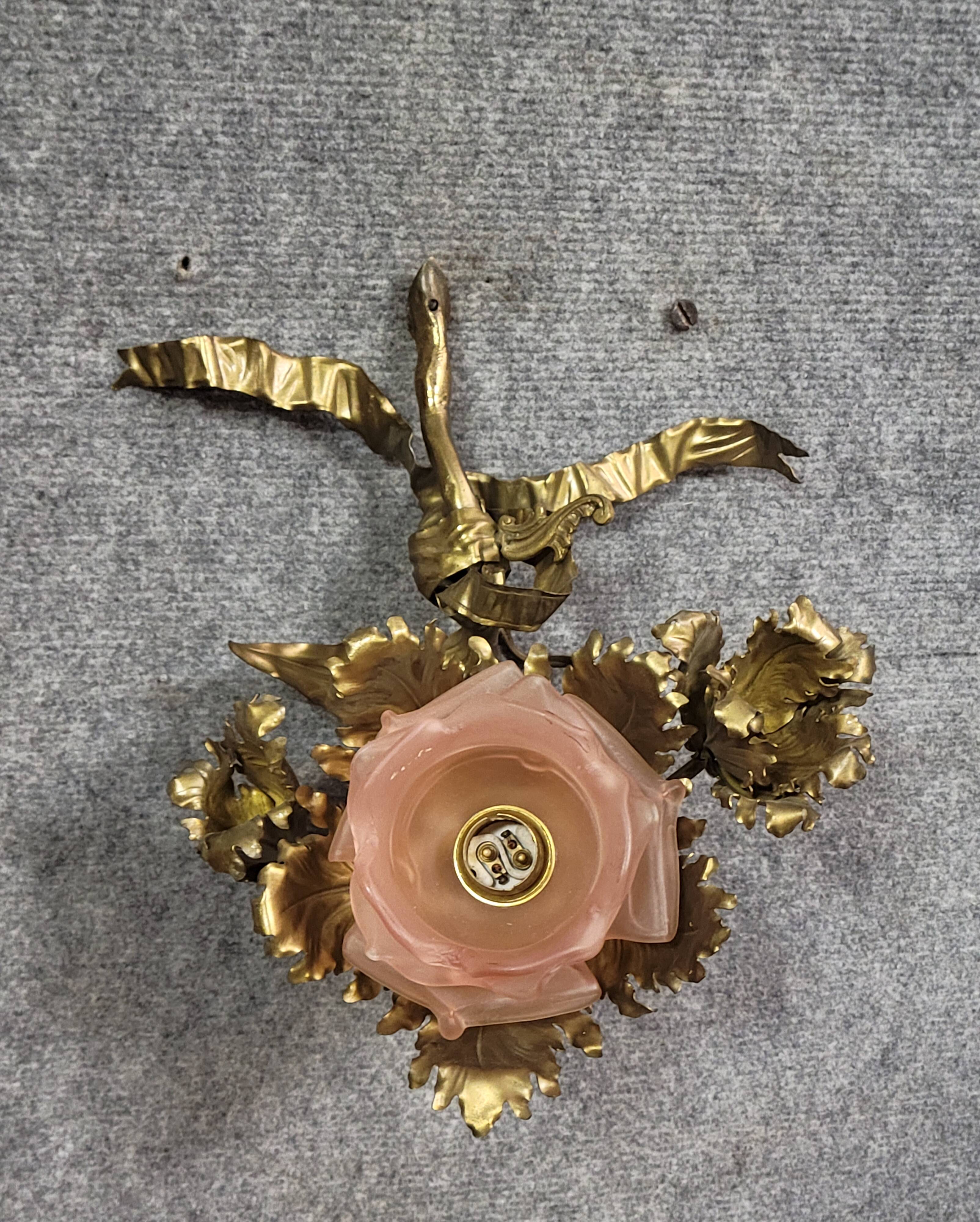 Large Louis XVI style wall sconce in chiseled bronze