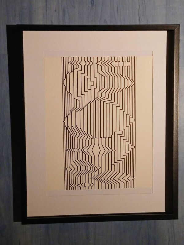 Tableau Vintage Art Optique - Victor Vasarely - Cadre 40x40cm