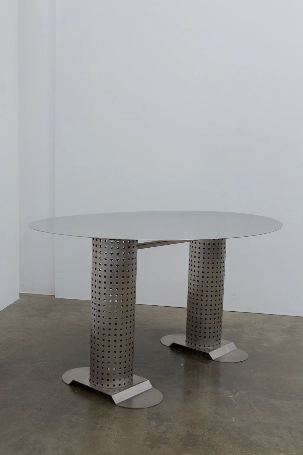 Postmodern stainless steel dining table, c.1980