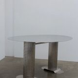 Postmodern stainless steel dining table, c.1980