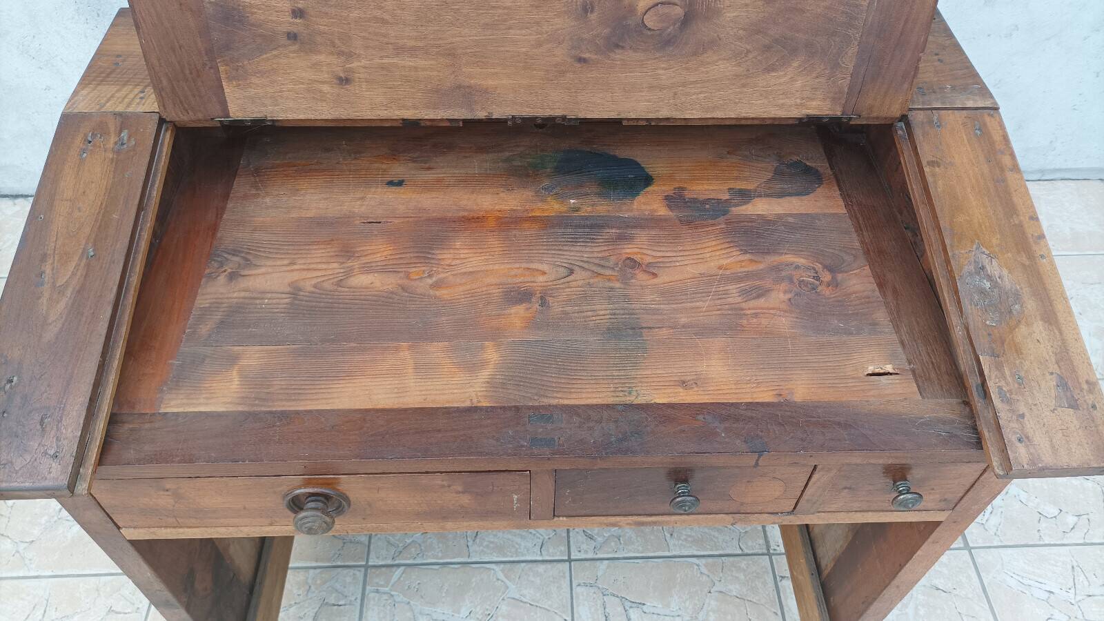 19th-century walnut writing desk.