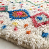 Moroccan Berber carpet azilal ecru with multicolored patterns 235x162cm