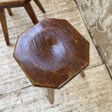 Pine stools with curved seat from the 50s