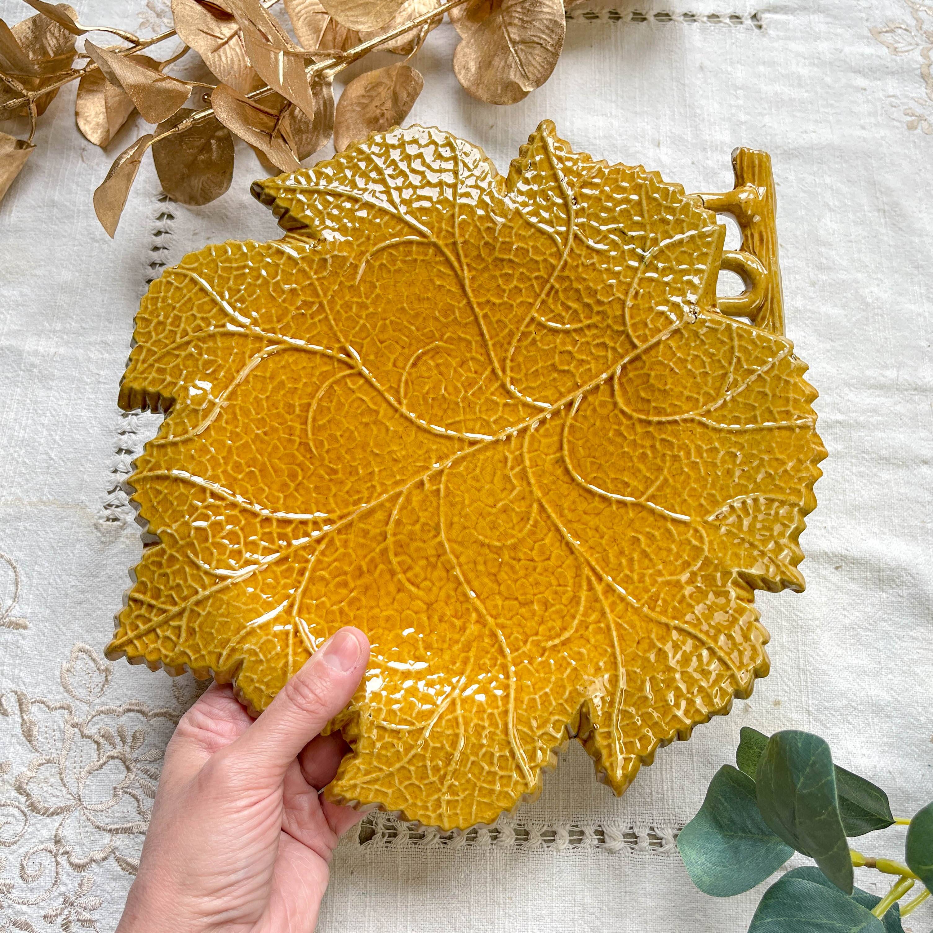 Vintage ochre earthenware dish AEGITNA Vallauris 1950/60