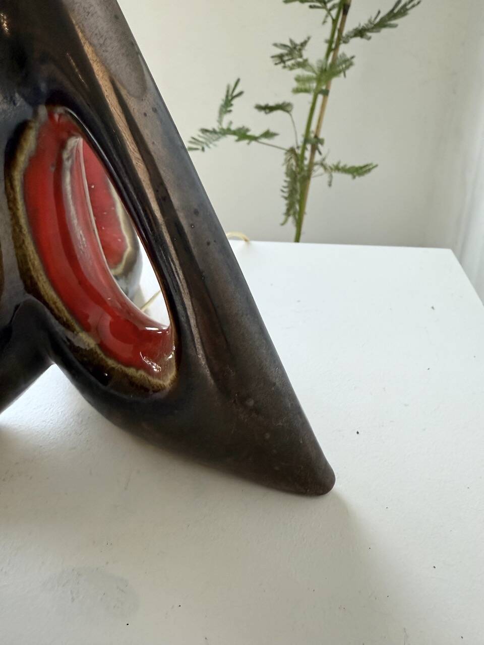 1950s ceramic table lamp, free form