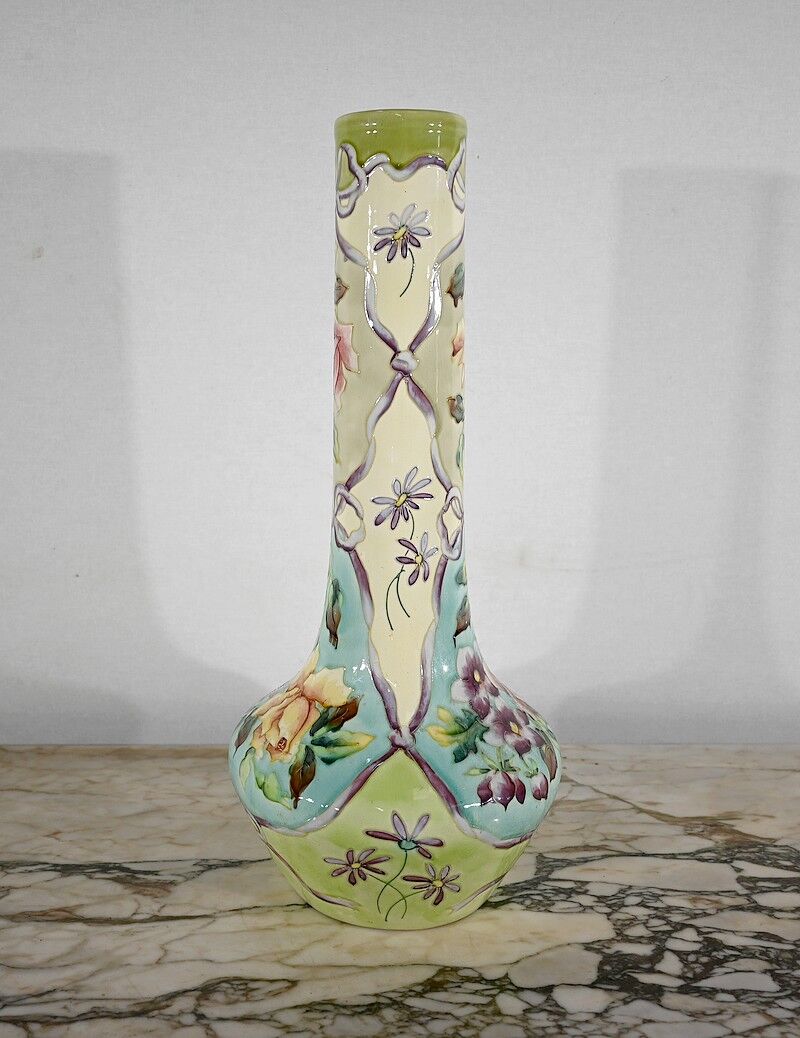 Important earthenware vase by Longchamp, Art Nouveau - 1900