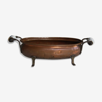 Copper planter, brass and ceramic handles