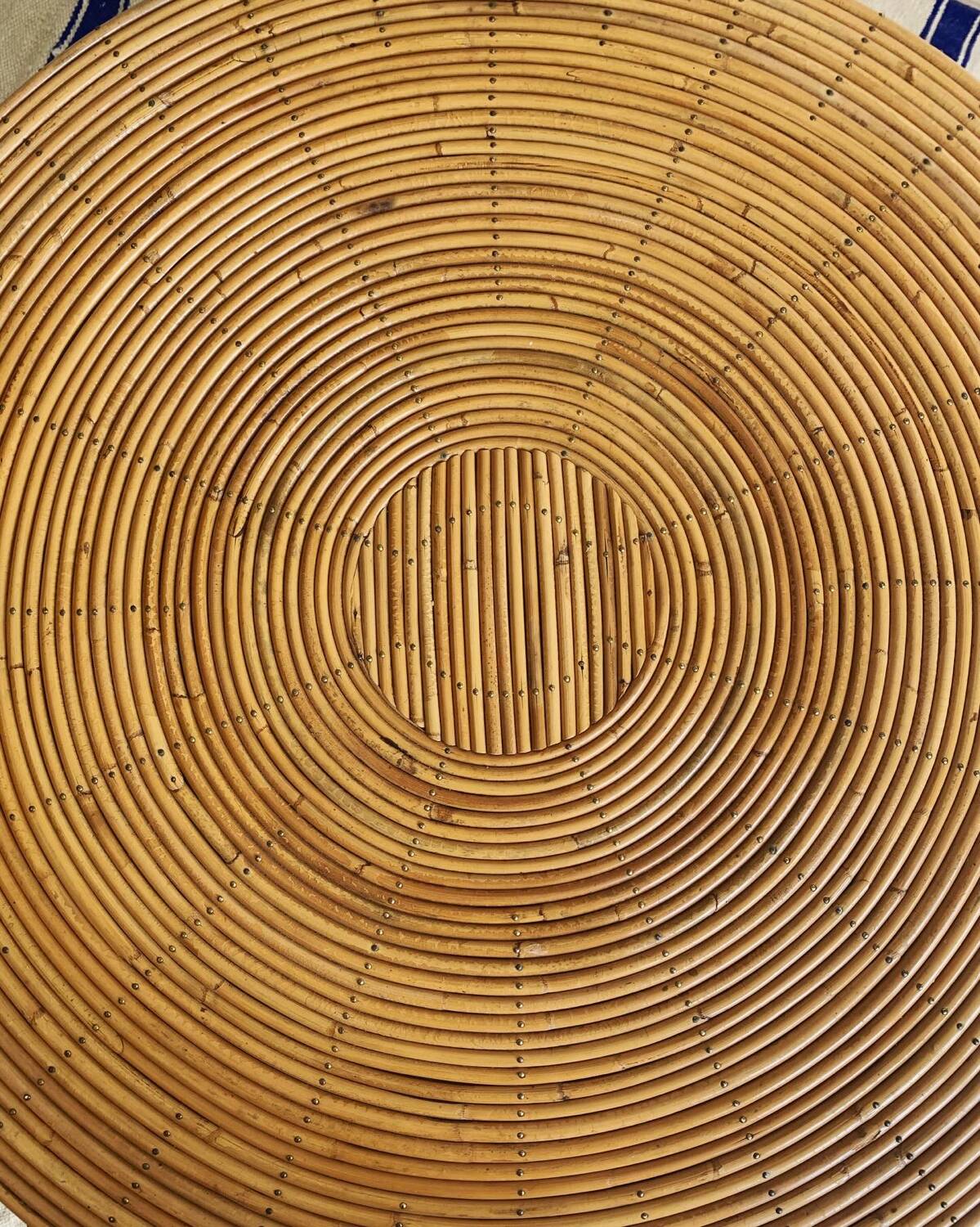 Large vintage rattan and bamboo coffee table