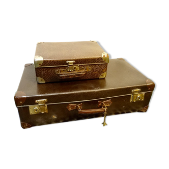 Set of 2 cardboard suitcases retro vintage