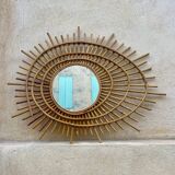 Miroir en rotin 1960
