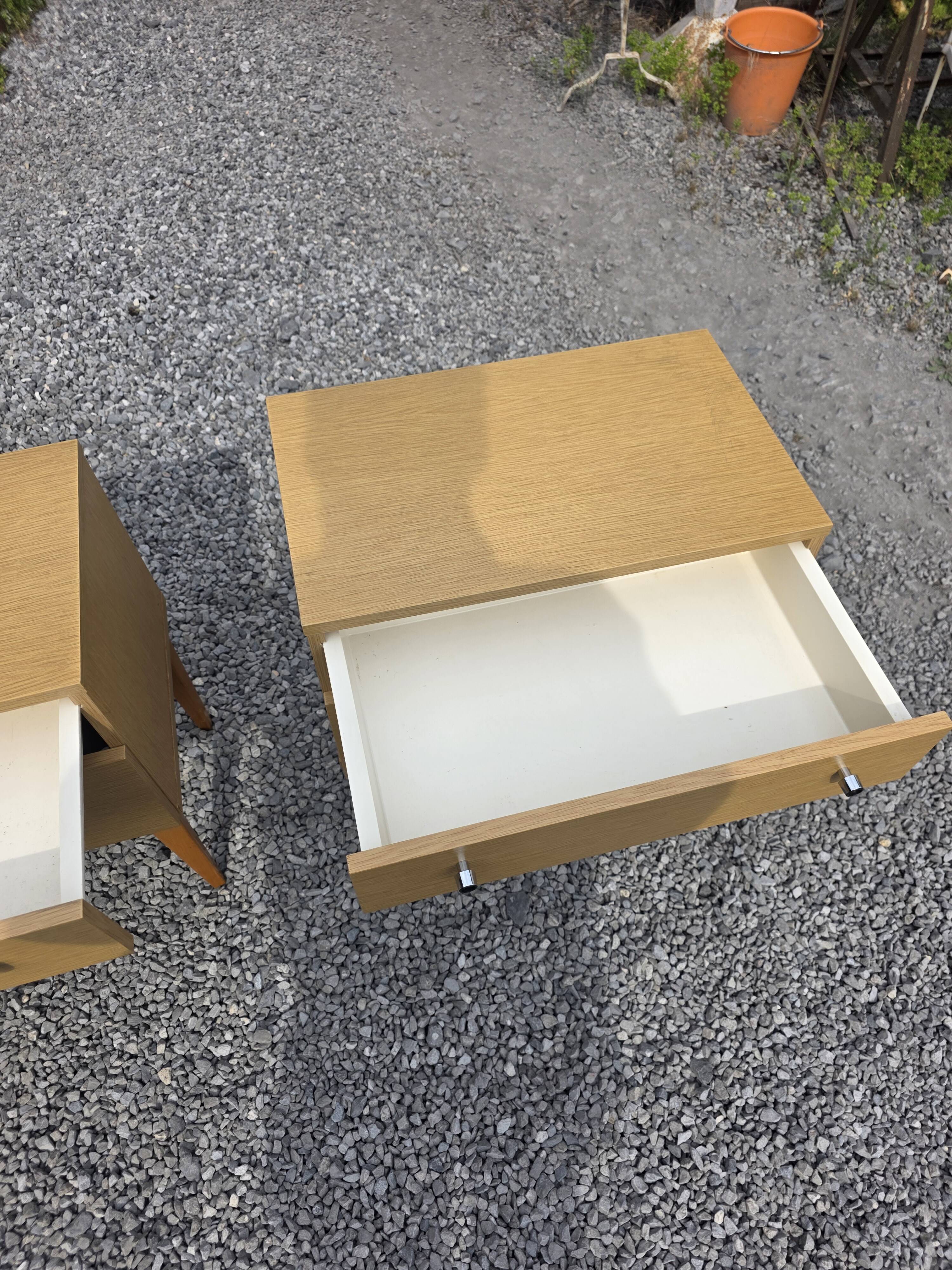 Pair of Scandinavian oak bedside tables from the 1960s.