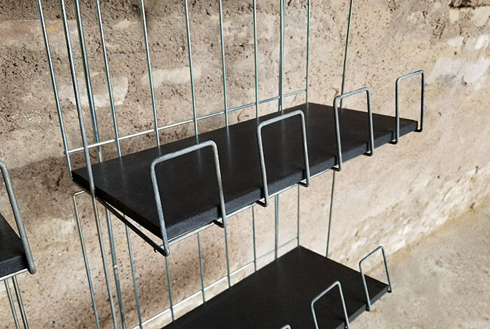 Library structure valchromat black metal shelf