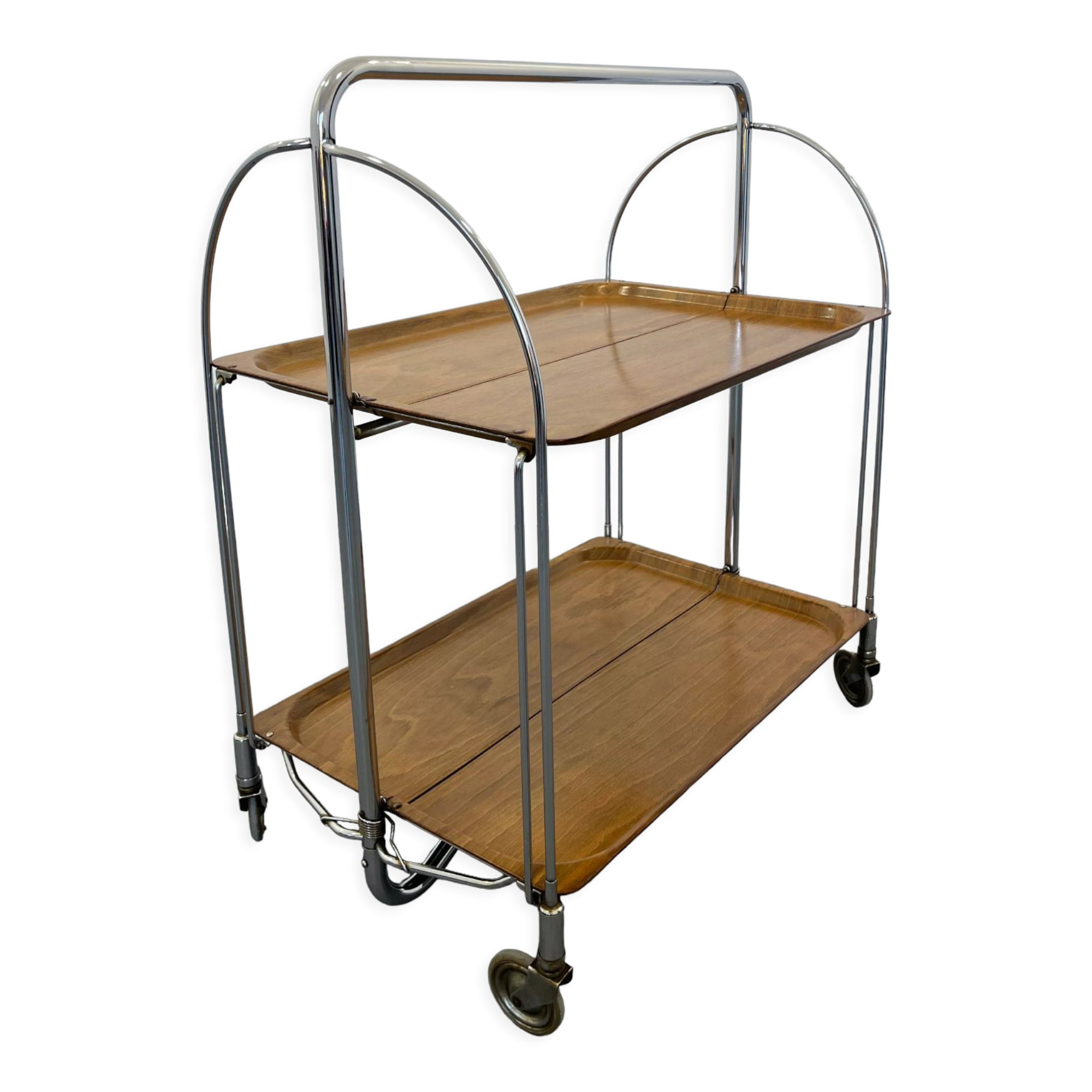 Mid-century foldable serving trolley from bremshey solingen,1950s