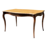 Solid wood table with curved legs