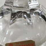 Torch candle holder in finely cut hexagonal crystal labeled Nachtmann