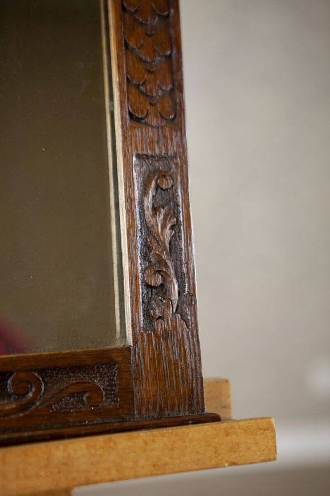 Wall Mirror in Brown Oak Frame, 1930s