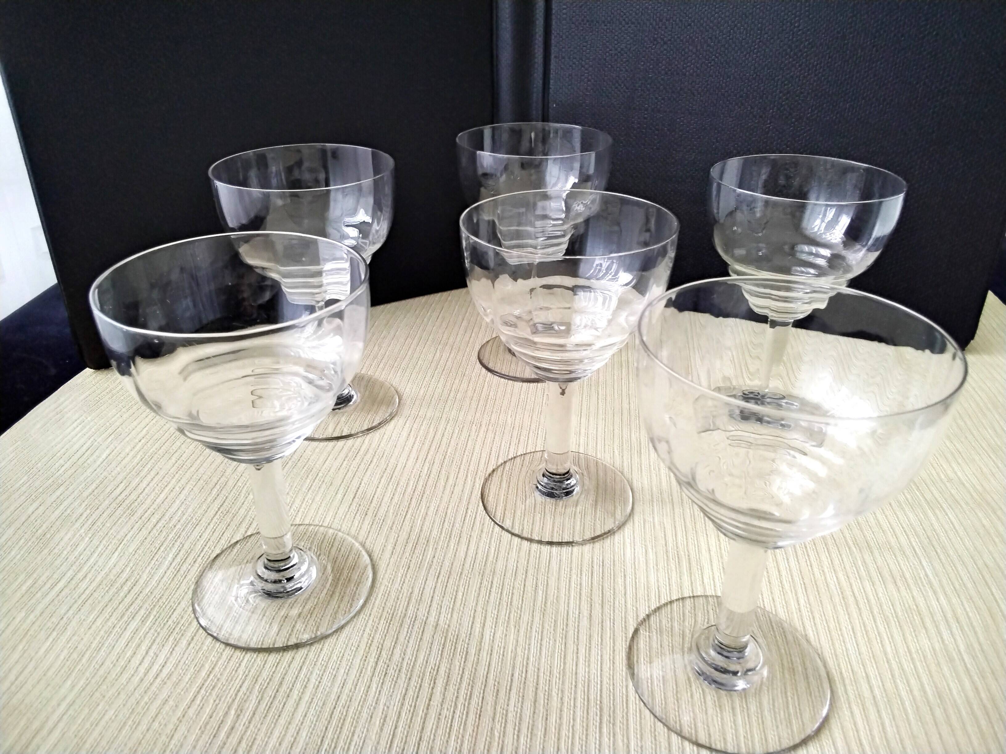 6 old wine glasses