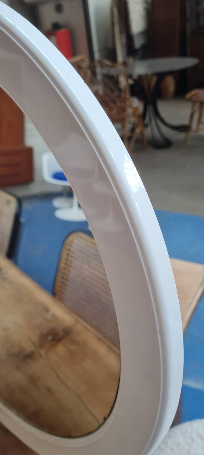 Round white plastic mirror, 1970s