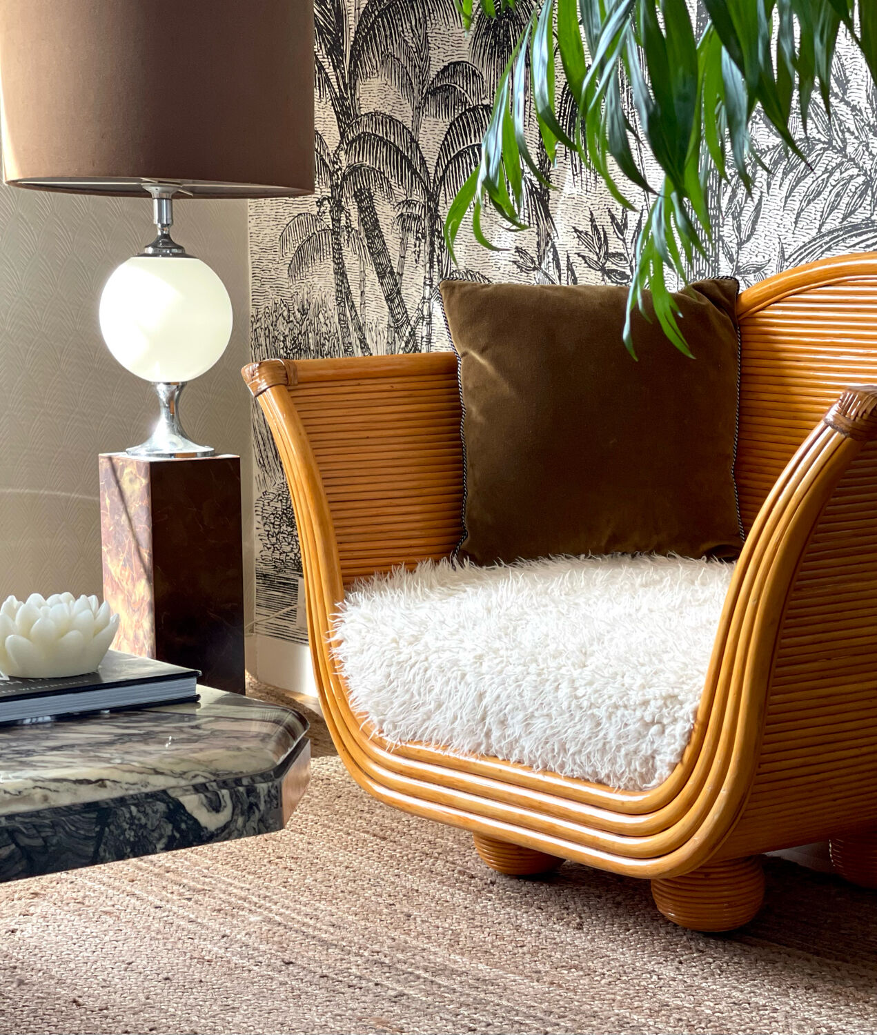 Maugrion armchair in rattan