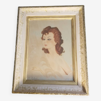 Frame with woman portrait. Vintage
