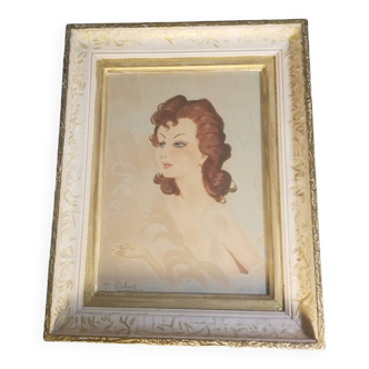 Frame with woman portrait. Vintage