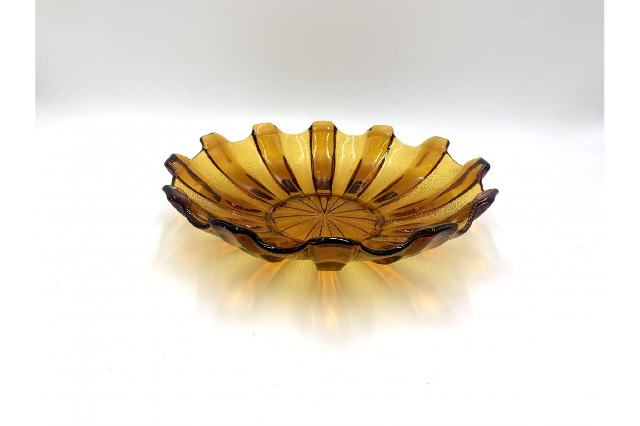 Honey glass platter, Poland, 1960s
