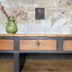 Solid wood box counter.
