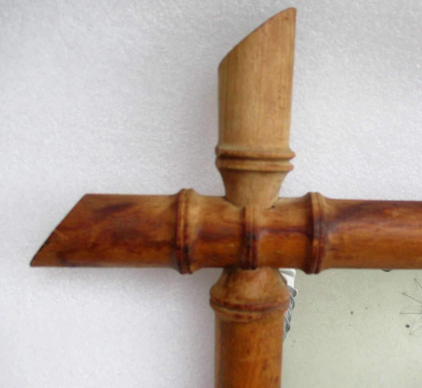 Large old mirror bamboo frame 69 X 87 cm