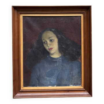 Oil portrait of young woman by Jean Hynderick