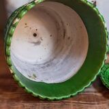Flower pot and saucer in slip by G. De Bruyn 19th century