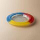Vintage Murano glass bowl - blue, red, and yellow glass with bubbles - Italy 1980s - Pop Art design