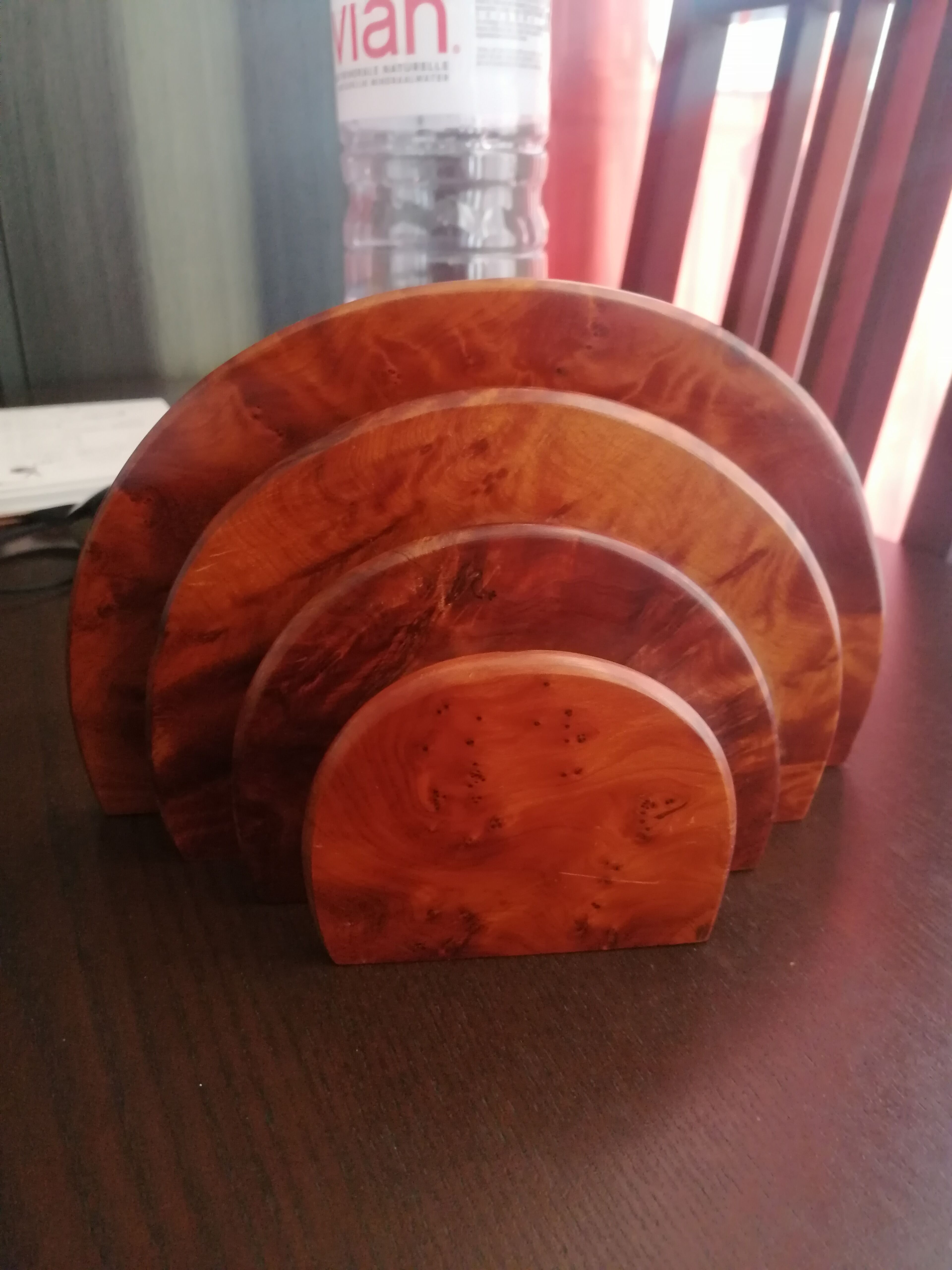 Art-Deco mail holder in raw wood