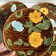 4 vintage Sarreguemines earthenware dessert plates