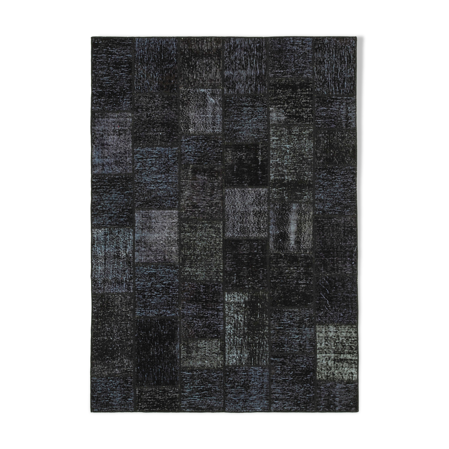 Hand-knotted oriental vintage 172 cm x 242 cm black patchwork carpet