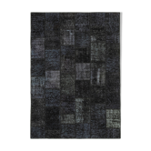 Hand-knotted oriental vintage 172 cm x 242 cm black patchwork carpet