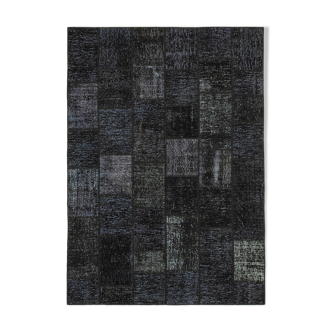 Tapis oriental vintage noué à la main 172 cm x 242 cm tapis patchwork noir