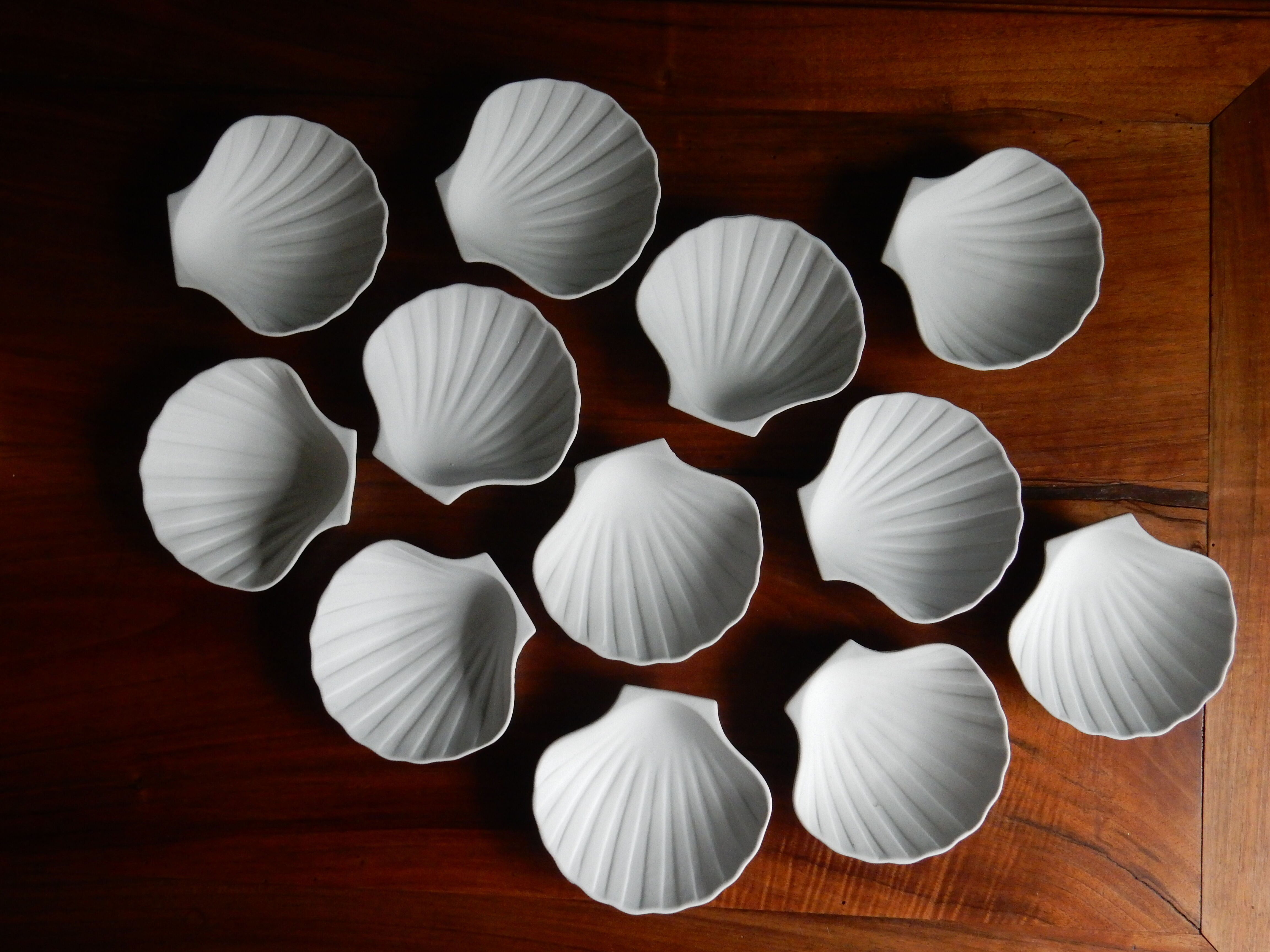 12 coquilles Saint Jacques porcelaine biscuit