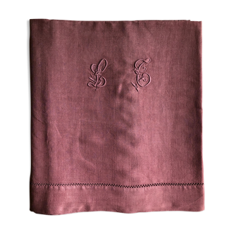 Old sheet in pure lin washed bruyère