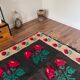 Very Old Romanian floral handwoven carpet made in wool, bohemian design