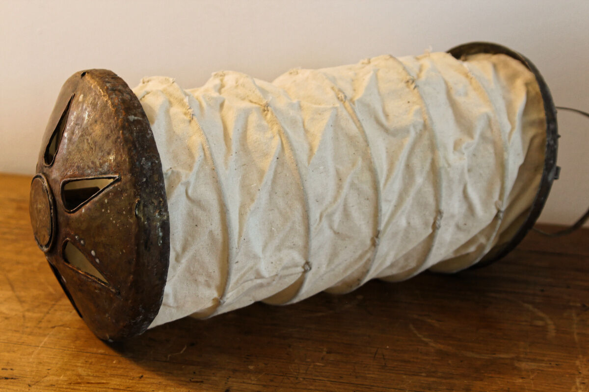 Lampion in natural cotton and metal