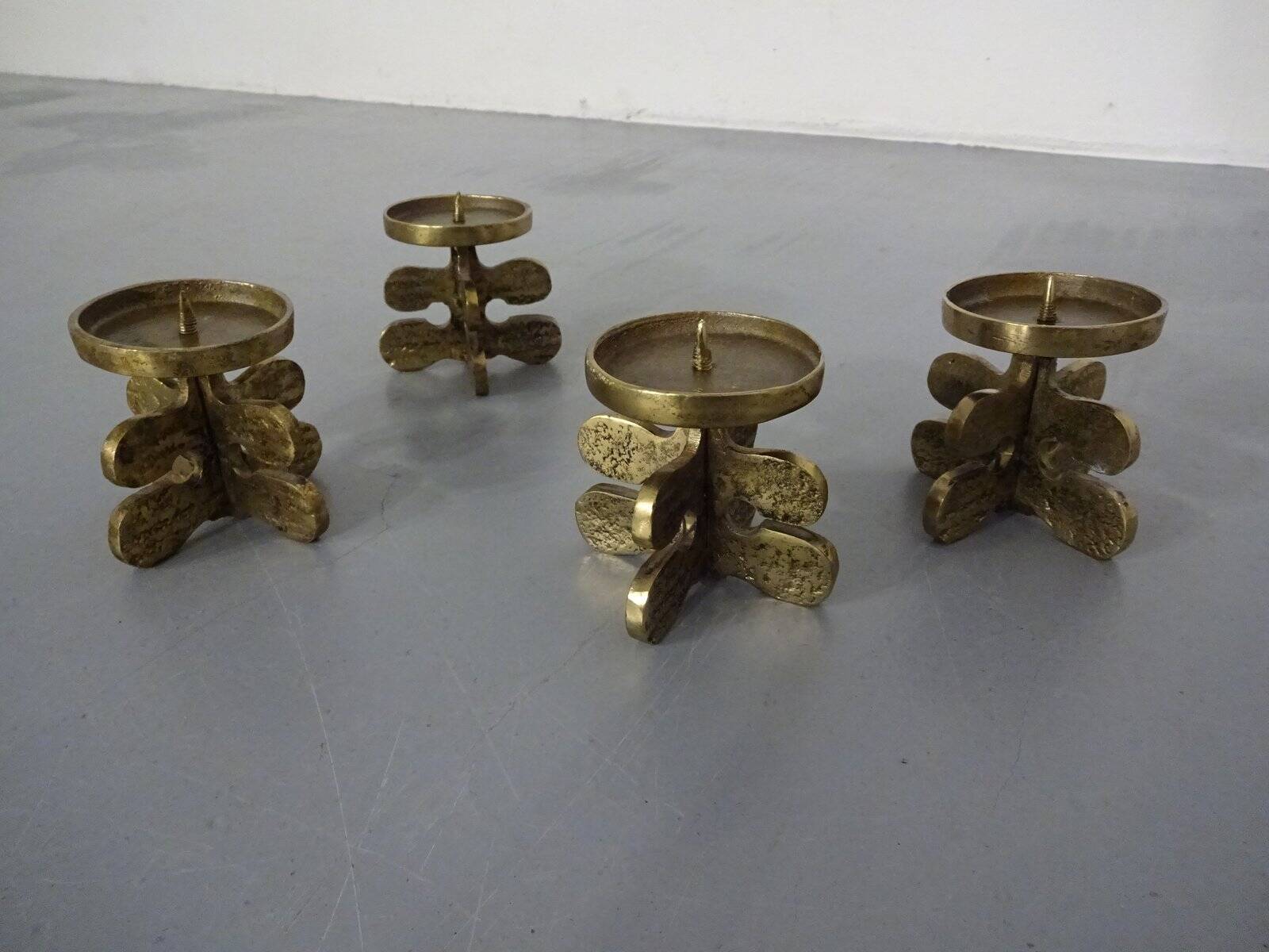Italian Brutalist Candle Holders by Giuseppe Gallo for Gallo, 1960s, Set of 2