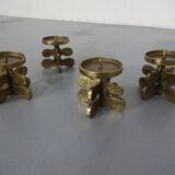 Italian Brutalist Candle Holders by Giuseppe Gallo for Gallo, 1960s, Set of 2