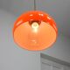 Mid-Century Italian Orange Glass and Brass Pendant Lamp