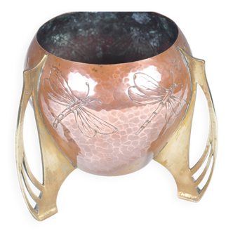 WMF Ikora art nouveau copper and brass vase