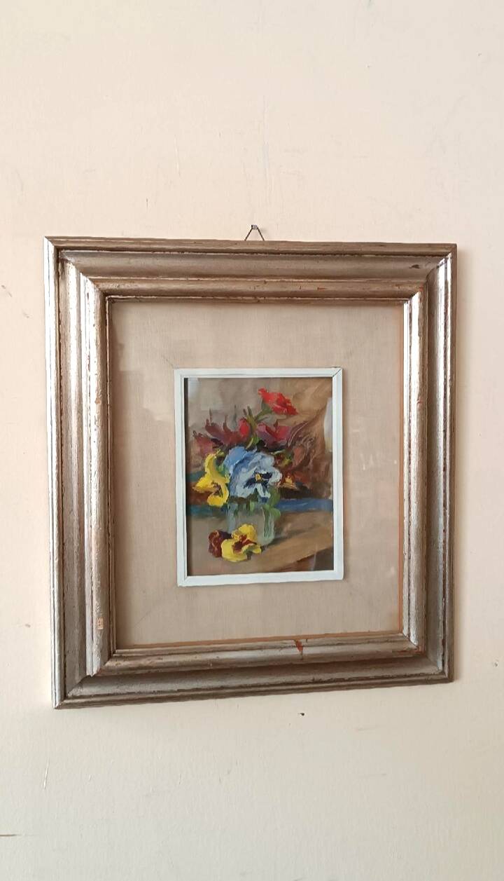 Oil painting on panel Remo Fabretti (Ancona 1905-1983) vase with flowers