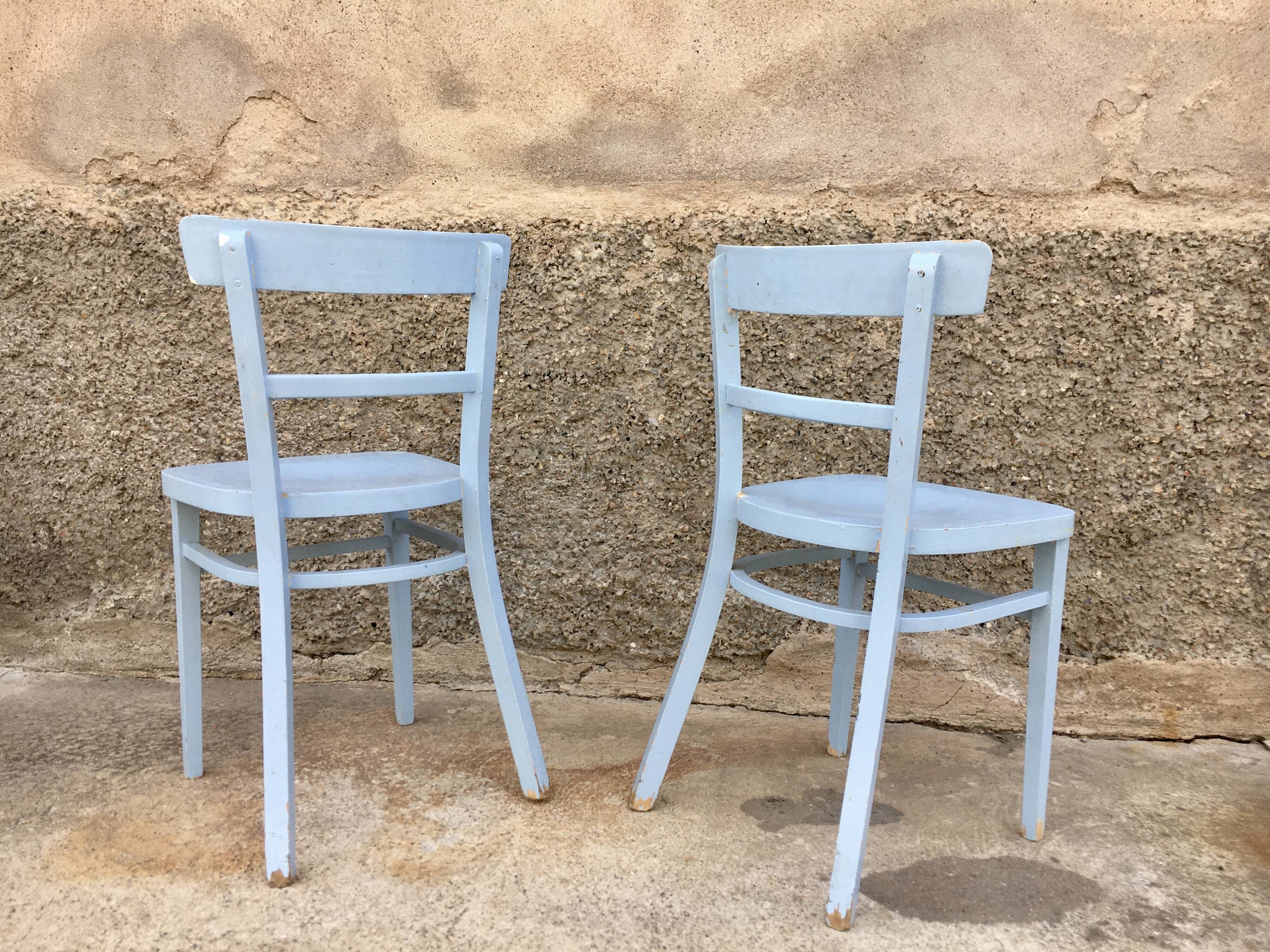 Paire de chaises en bois troquet