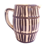 Country pitcher in ceramic beige/brown stripes