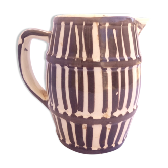 Country pitcher in ceramic beige/brown stripes